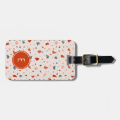 Rot-und Grauterrazzo-Monogramm Gepäckanhänger (Vorderseite horizontal)