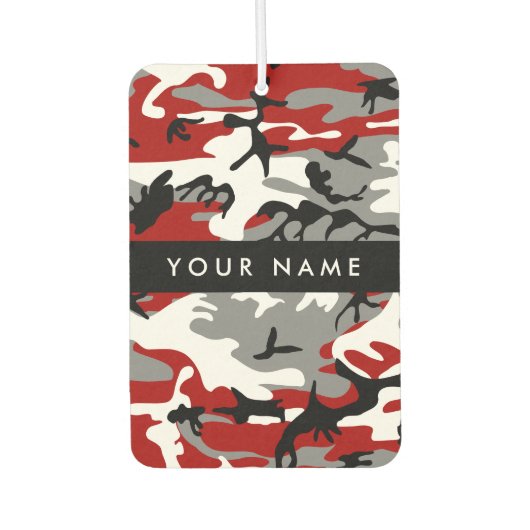Rot und Gray Camouflage Ihr Name personalisieren Autolufterfrischer (Vorderseite)