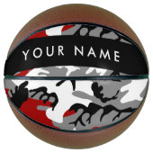 Rot und Gray Camouflage Ihr Name personalisieren Basketball (Vorderseite)