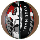 Rot und Gray Camouflage Ihr Name personalisieren Basketball (Vertikal)