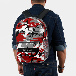 Rot und Gray Camouflage Ihr Name personalisieren Bedruckter Rucksack