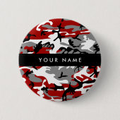 Rot und Gray Camouflage Ihr Name personalisieren Button (Vorderseite)
