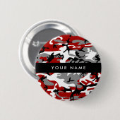 Rot und Gray Camouflage Ihr Name personalisieren Button (Vorne & Hinten)