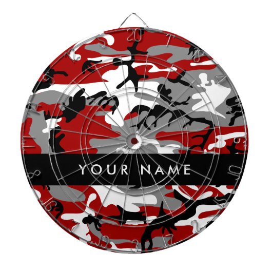 Rot und Gray Camouflage Ihr Name personalisieren Dartscheibe (vorne)
