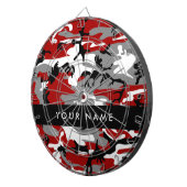 Rot und Gray Camouflage Ihr Name personalisieren Dartscheibe (Vorderseite rechts)