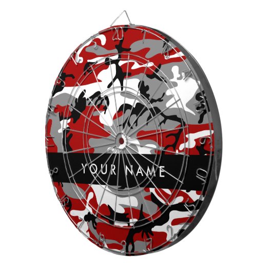 Rot und Gray Camouflage Ihr Name personalisieren Dartscheibe (Vorderseite rechts)
