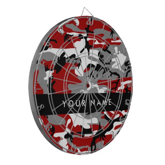 Rot und Gray Camouflage Ihr Name personalisieren Dartscheibe (Vorderseite Links)