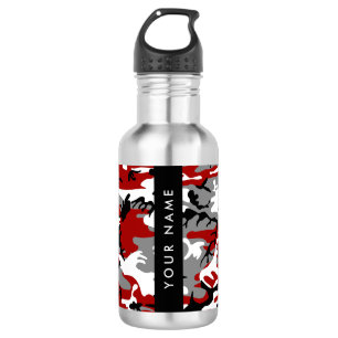 Rot und Gray Camouflage Ihr Name personalisieren Edelstahlflasche