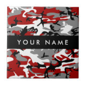 Rot und Gray Camouflage Ihr Name personalisieren Fliese (Vorderseite)