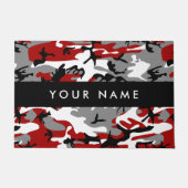 Rot und Gray Camouflage Ihr Name personalisieren Fußmatte (Vorderseite)
