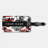 Rot und Gray Camouflage Ihr Name personalisieren Gepäckanhänger (Rückseite horizontal)