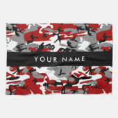 Rot und Gray Camouflage Ihr Name personalisieren Geschirrtuch (Horizontal)