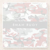 Rot und Gray Camouflage Ihr Name personalisieren Glasuntersetzer (Rückseite)
