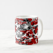 Rot und Gray Camouflage Ihr Name personalisieren Kaffeetasse (VorderseiteRechts)