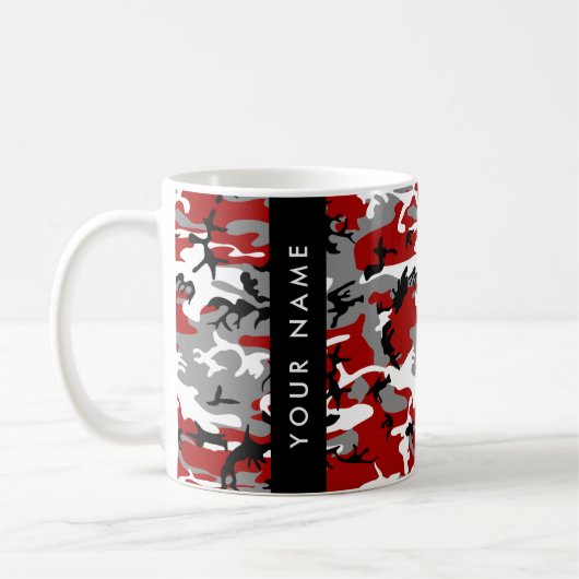 Rot und Gray Camouflage Ihr Name personalisieren Kaffeetasse (Links)