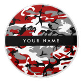 Rot und Gray Camouflage Ihr Name personalisieren Keramikknauf (Vorderseite)