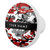 Rot und Gray Camouflage Ihr Name personalisieren Keramikknauf (Rechts)