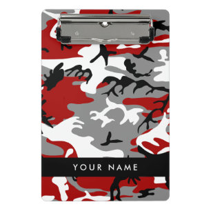 Rot und Gray Camouflage Ihr Name personalisieren Mini Klemmbrett