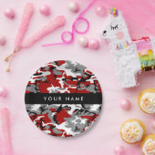 Rot und Gray Camouflage Ihr Name personalisieren Pappteller (Party)