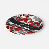 Rot und Gray Camouflage Ihr Name personalisieren Pappteller (Schrägansicht)