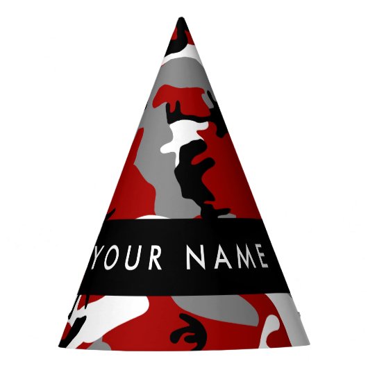 Rot und Gray Camouflage Ihr Name personalisieren Partyhütchen (Vorderseite)