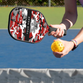Rot und Gray Camouflage Ihr Name personalisieren Pickleball Schläger