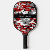 Rot und Gray Camouflage Ihr Name personalisieren Pickleball Schläger (Vorderseite)