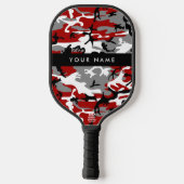Rot und Gray Camouflage Ihr Name personalisieren Pickleball Schläger (Rückseite)