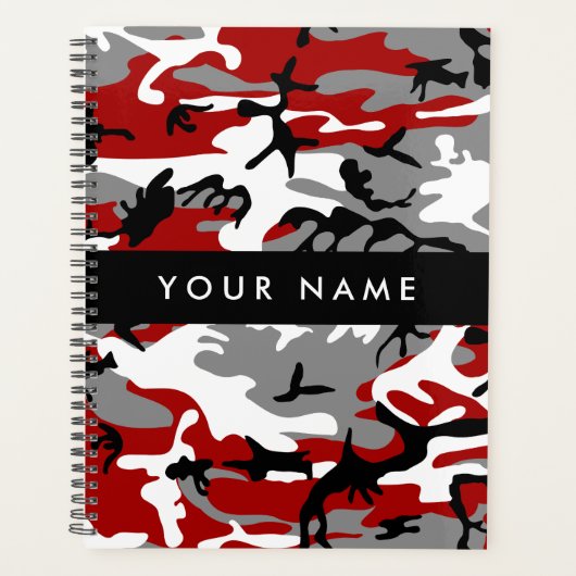 Rot und Gray Camouflage Ihr Name personalisieren Planer (Vorderseite)