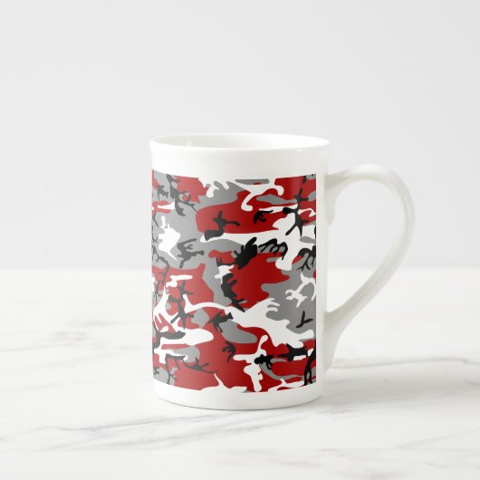 Rot und Gray Camouflage Ihr Name personalisieren Porzellantasse (Rechts)
