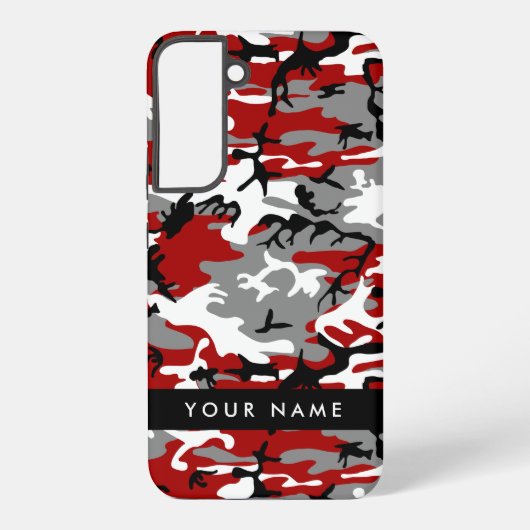 Rot und Gray Camouflage Ihr Name personalisieren Samsung Galaxy Hülle (Rückseite)