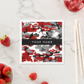 Rot und Gray Camouflage Ihr Name personalisieren Serviette (Beispiel)