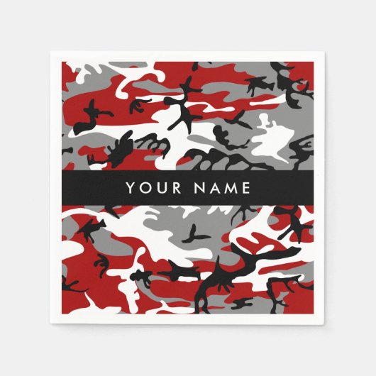 Rot und Gray Camouflage Ihr Name personalisieren Serviette (Vorderseite)