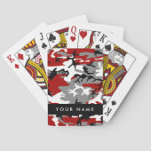 Rot und Gray Camouflage Ihr Name personalisieren Spielkarten (Rückseite)