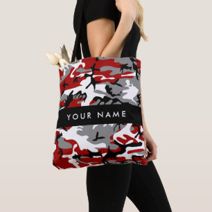 Rot und Gray Camouflage Ihr Name personalisieren Tasche