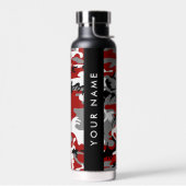 Rot und Gray Camouflage Ihr Name personalisieren Trinkflasche (Links)