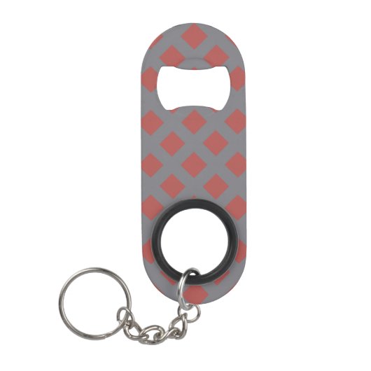 Rot und Gray Gingham Mini Flaschenöffner (Vorderseite)