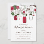 Rot und Green Mason Jars Probe Dinner Einladung (Vorderseite)