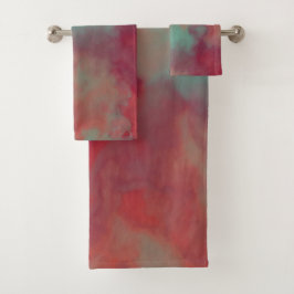 Rot und Grün Abstrakt Badhandtuch Set