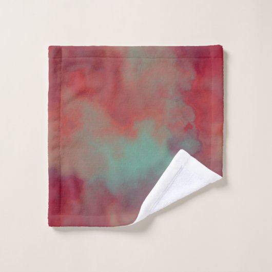 Rot und Grün Abstrakt Badhandtuch Set (Waschlappen)