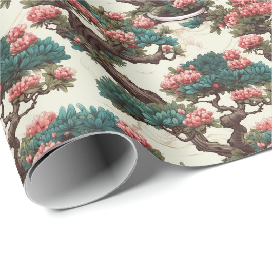 Rot und Grün Bonsai - Geschenkpapier (Rolleneckpunkt)