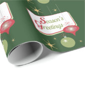 Rot und Grün der 1950er Jahre Retro-Jahreszeit Geschenkpapier (Rolleneckpunkt)