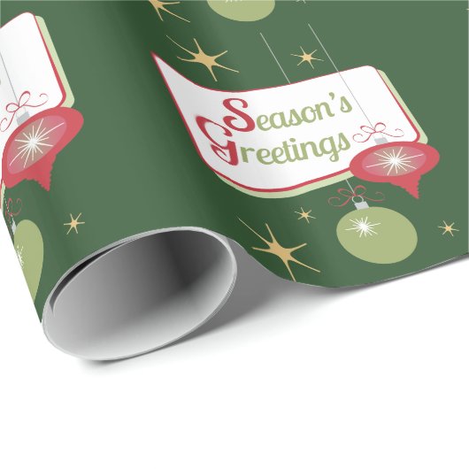 Rot und Grün der 1950er Jahre Retro-Jahreszeit Geschenkpapier (Rolleneckpunkt)