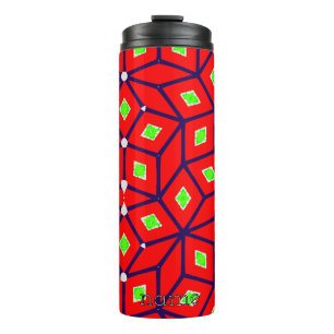 rot und grün, festlich geometrisch thermosbecher