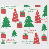 Rot und Grün frohe Weihnachten Geschenkpapier (Flach)