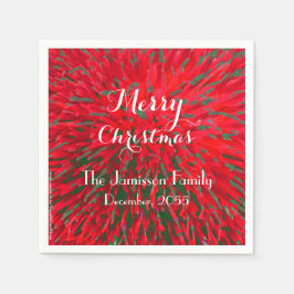 Rot und Grün frohe Weihnachten, Name, Party Serviette