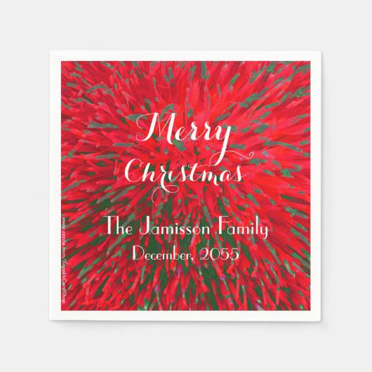 Rot und Grün frohe Weihnachten, Name, Party Serviette (Vorderseite)