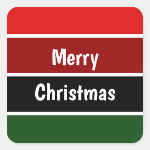 Rot und Grün frohe Weihnachten Quadratischer Aufkleber