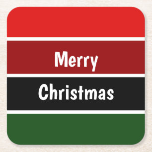 Rot und Grün frohe Weihnachten Rechteckiger Pappuntersetzer