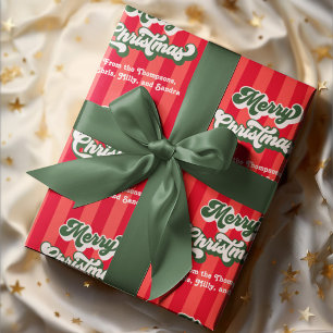 Rot und Grün frohe Weihnachten Retro Custom Geschenkpapier